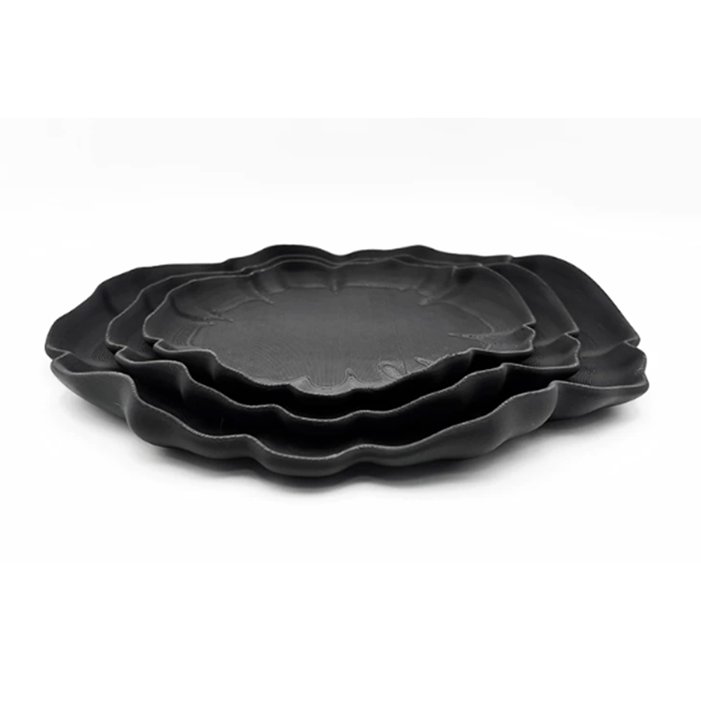 Drip Tray Saucer - ถาดรองน้ำเรซินกันน้ำสำหรับต้นไม้ - จานรองสีดำด้านแบบซ้อนกันได้ (ขนาด S/M/L)