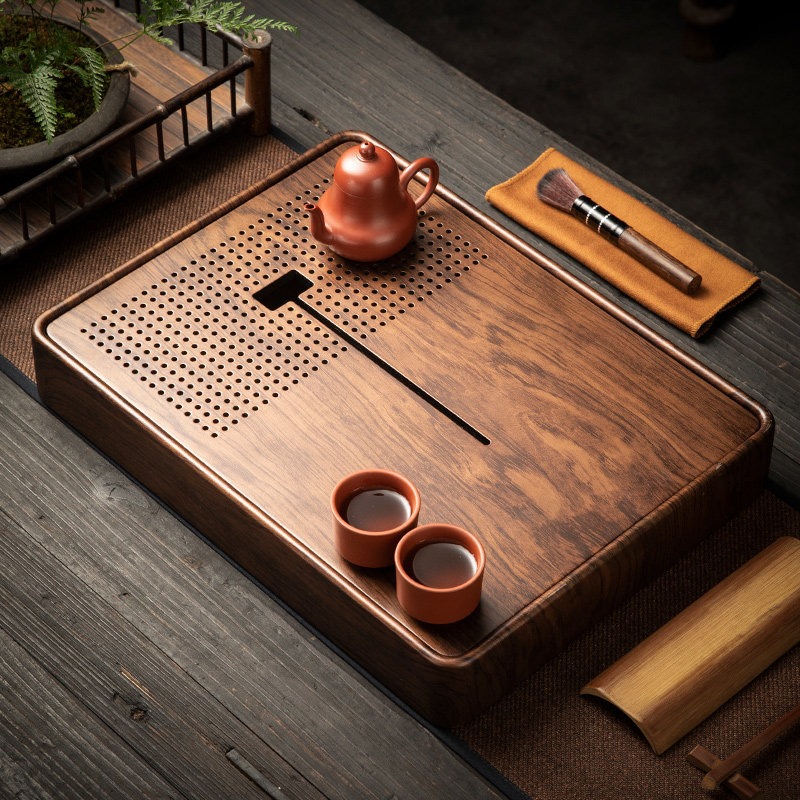 Drip Tray Saucer - ถาดชาไม้ไผ่ทรงสี่เหลี่ยมพร้อมที่เก็บน้ำ ถาดรองน้ำหยด ถาดรองแก้ว แผ่นรองโต๊ะชาสำหรับชากงฟู