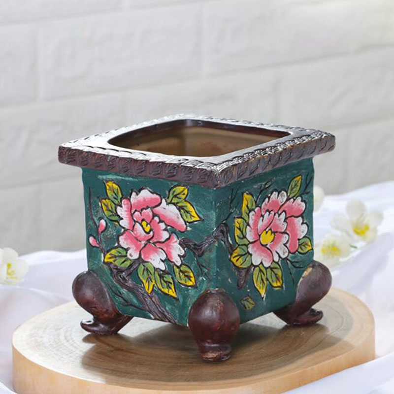 Japanese Garden Bonsai - เกาหลีสไตล์ Handpainted ดอกไม้รูปแบบเซรามิค Succulent Plant หม้อบอนไซแจกัน
