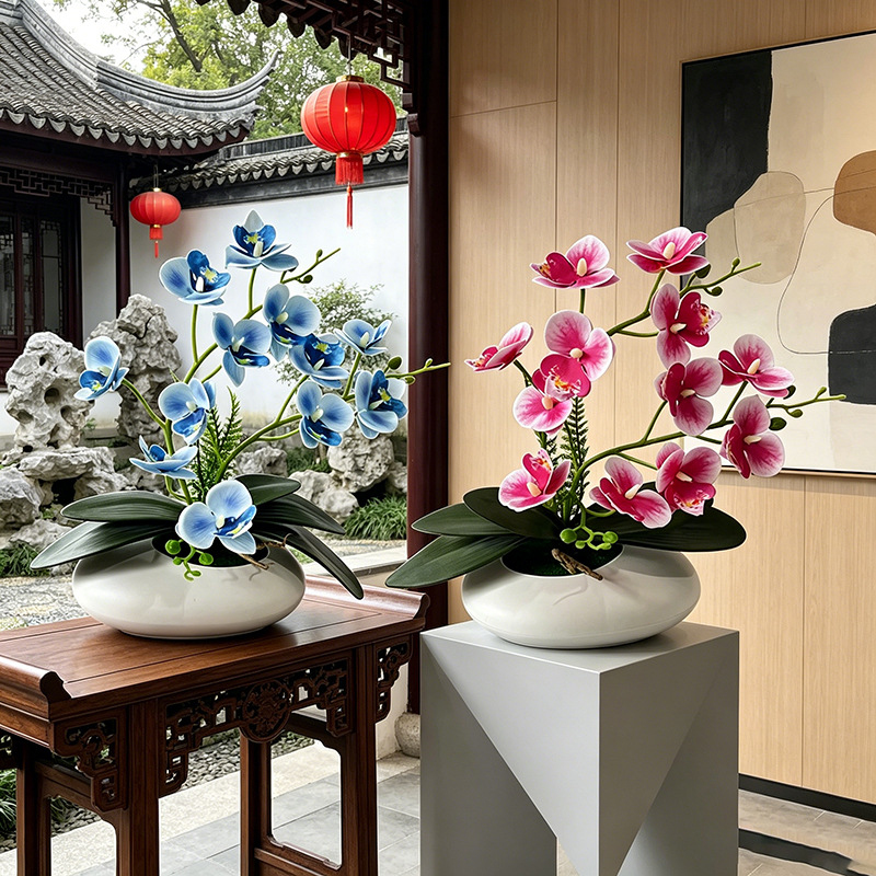 Bonsai Garden Decor - กล้วยไม้ผีเสื้อ 12 ดอก บอนไซขนาดเล็ก ของตกแต่งห้องนั่งเล่น ดอกไม้ปลอม