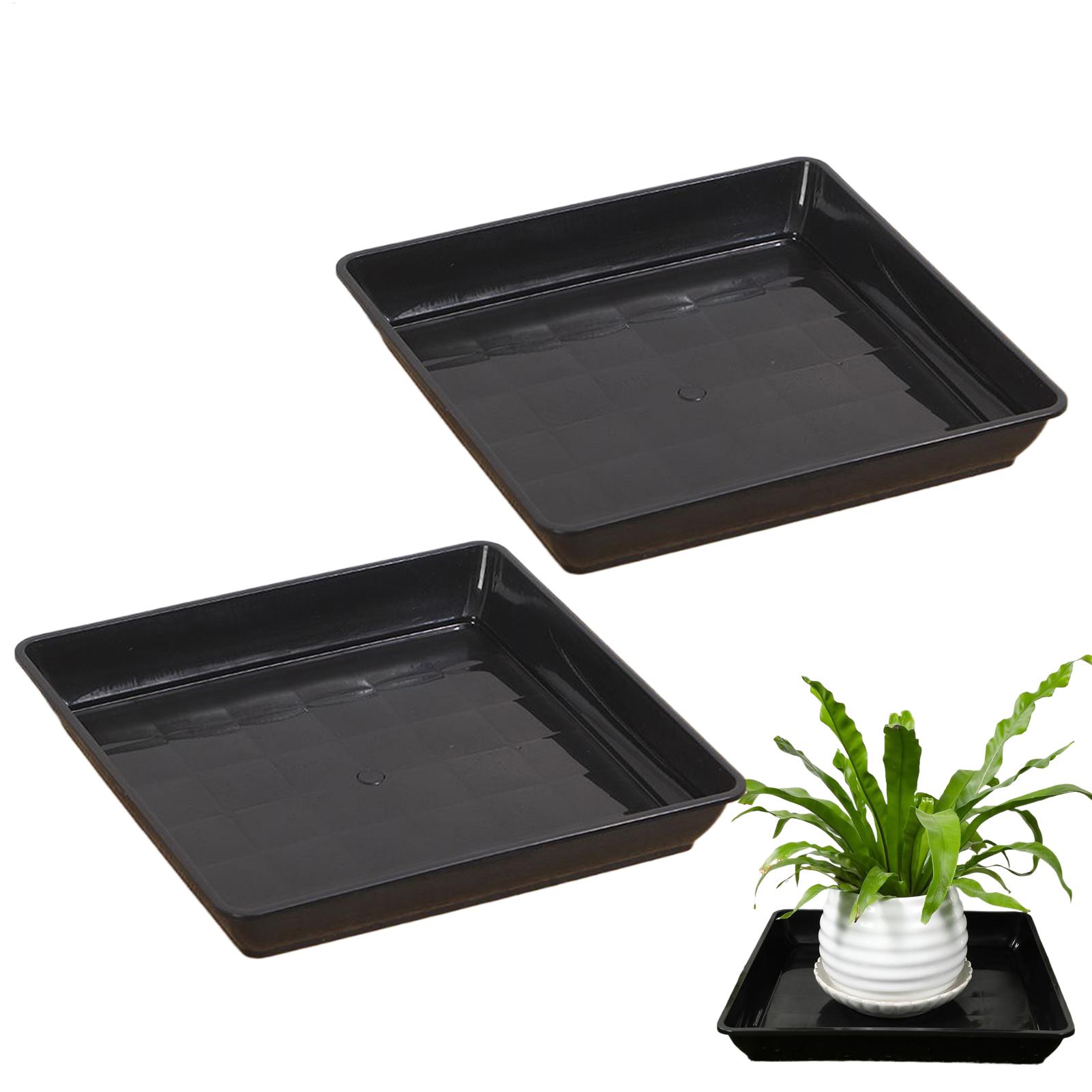 Drip Tray Saucer - ถาดรองกระถางต้นไม้ 2 ชิ้น/ชุด ถาดรองน้ำทรงสี่เหลี่ยมสำหรับสวน ภาชนะระบายน้ำสำหรับกระถางต้นไม้ ถาดรองน้ำสำหรับสวน