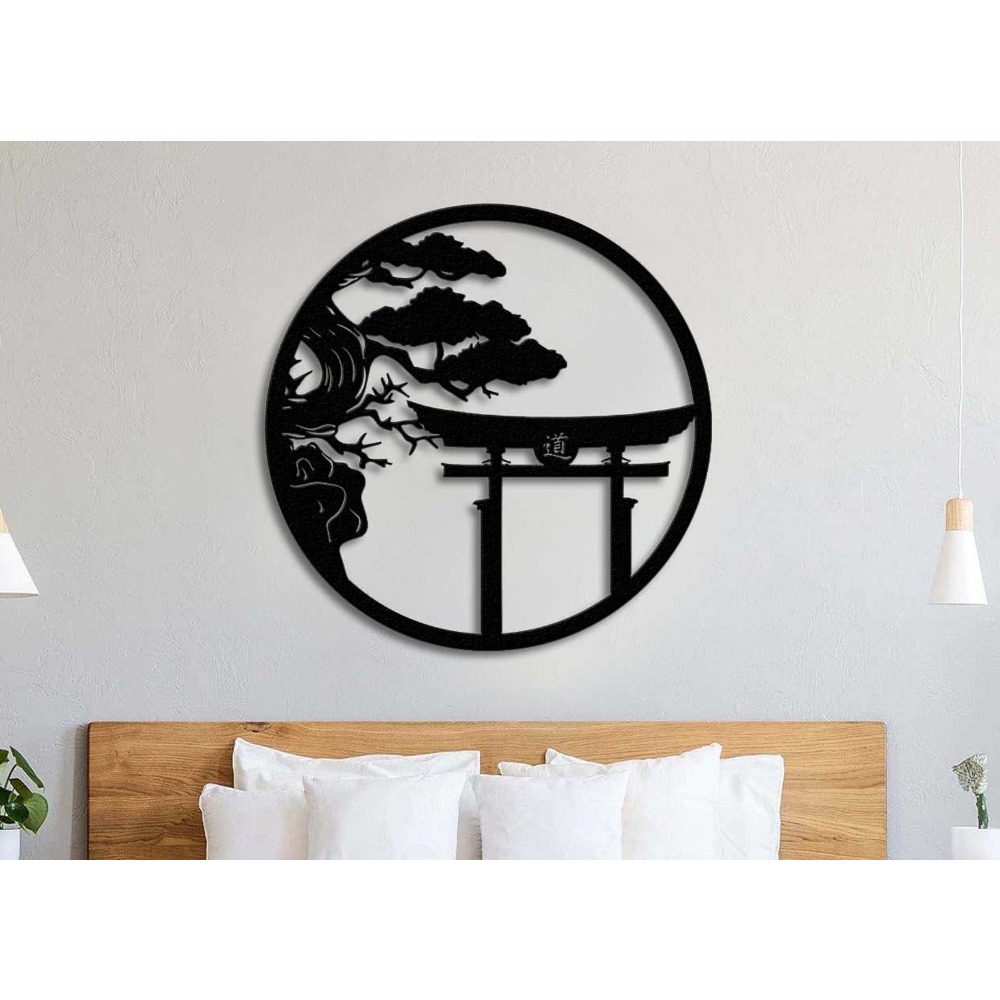 Japanese Garden Bonsai - งานศิลปะติดผนังรูปต้นซากุระโลหะ ตกแต่งบ้านสไตล์ญี่ปุ่น บอนไซเหล็กแขวนผนัง ของตกแต่งบ้านสไตล์เรโทร สำหรับห้องนั่งเล่นและสวน