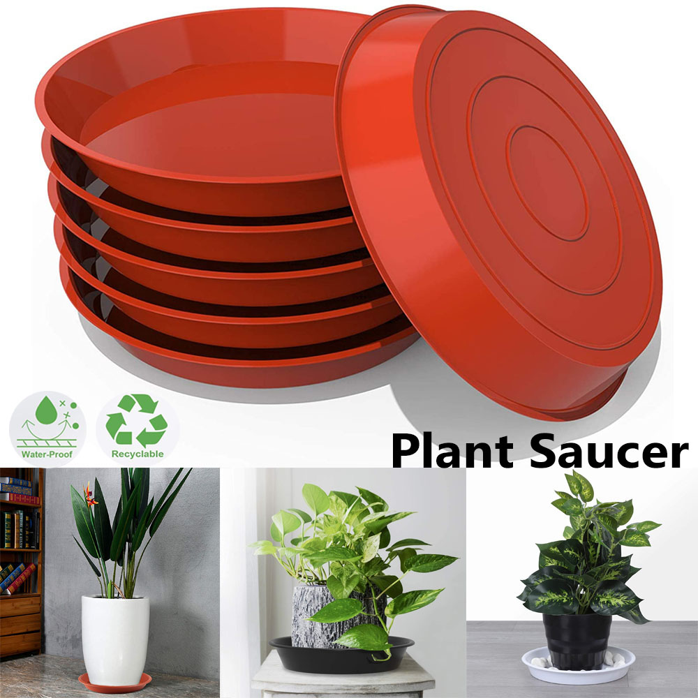Drip Tray Saucer - ถาดรองกระถางดอกไม้ทรงกลม 3 ชิ้น ถาดรองพลาสติกสำหรับปลูกต้นไม้ในร่มและกลางแจ้ง