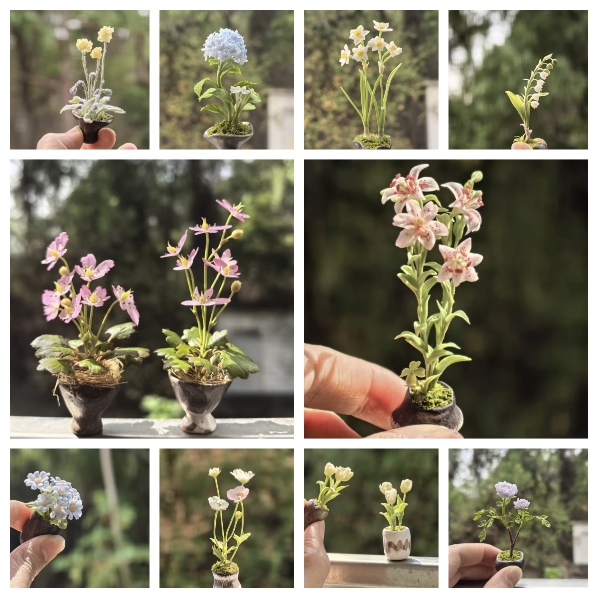 Handmade Miniature ดอกไม้ชุดสม - Bonsai Garden Decor บทวิจารณ์และราคา