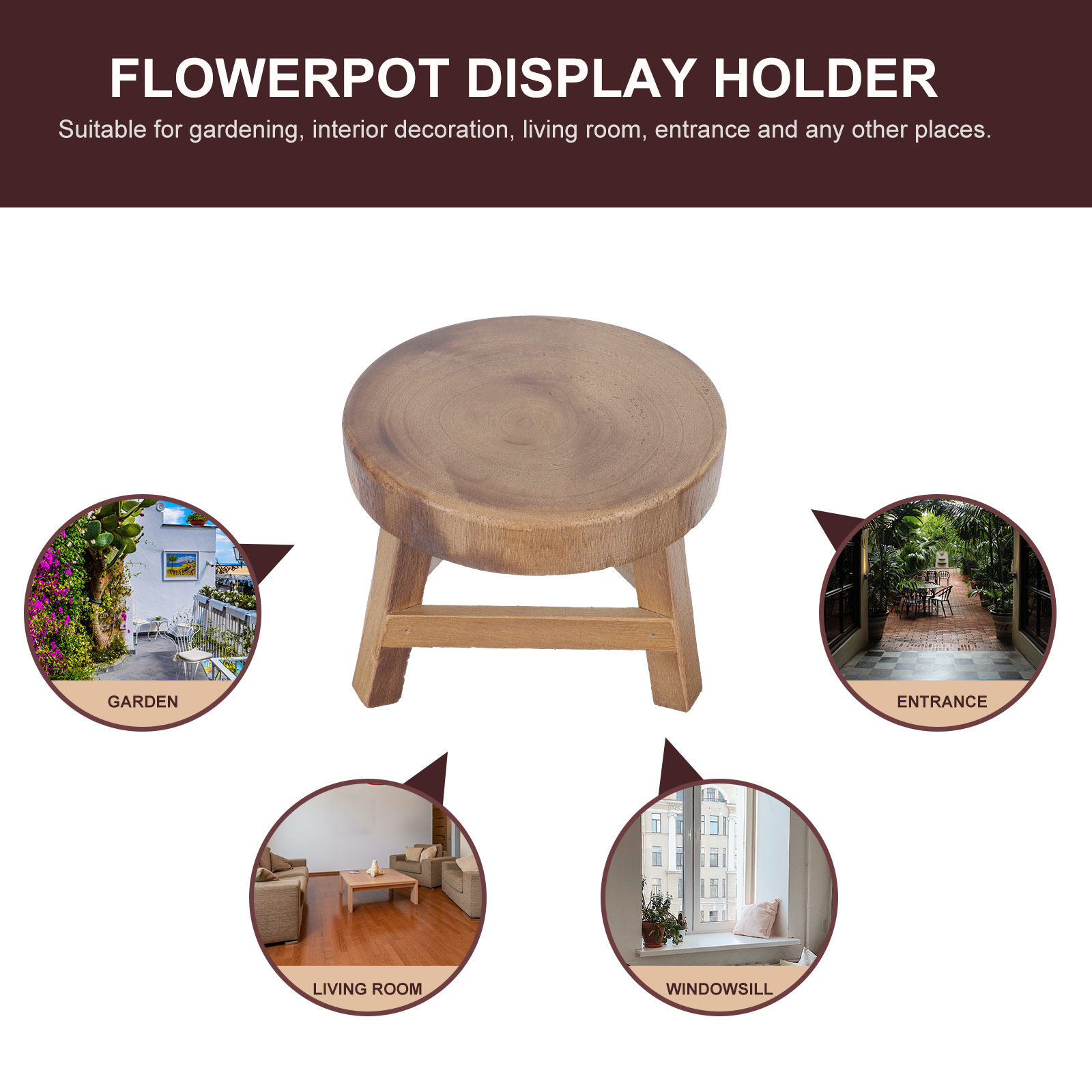ขาตั้งกระถางต้นไม้ไม้เนื้อแข็ง - Bonsai Garden Decor บทวิจารณ์และราคา
